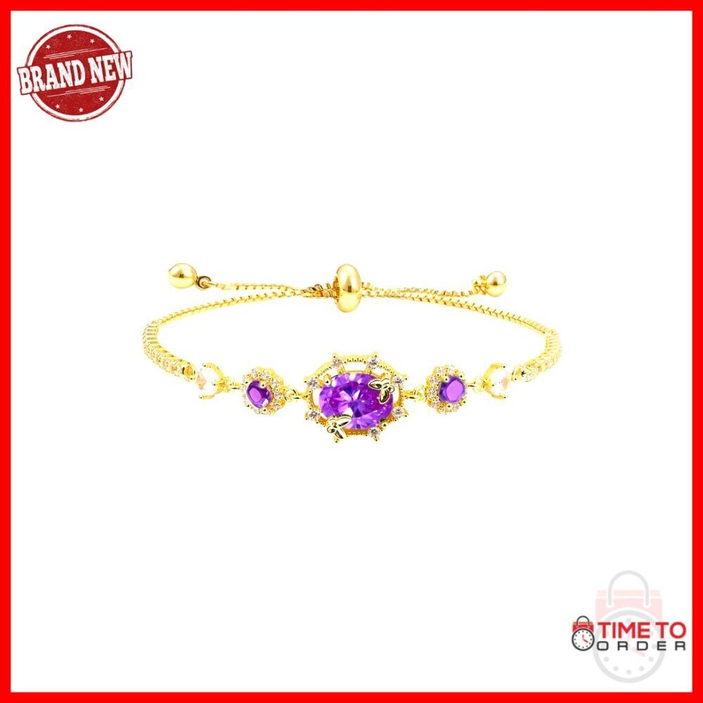 14K Gold Plated Adjustable Bracelet with Cubic Zirconia Gemstones